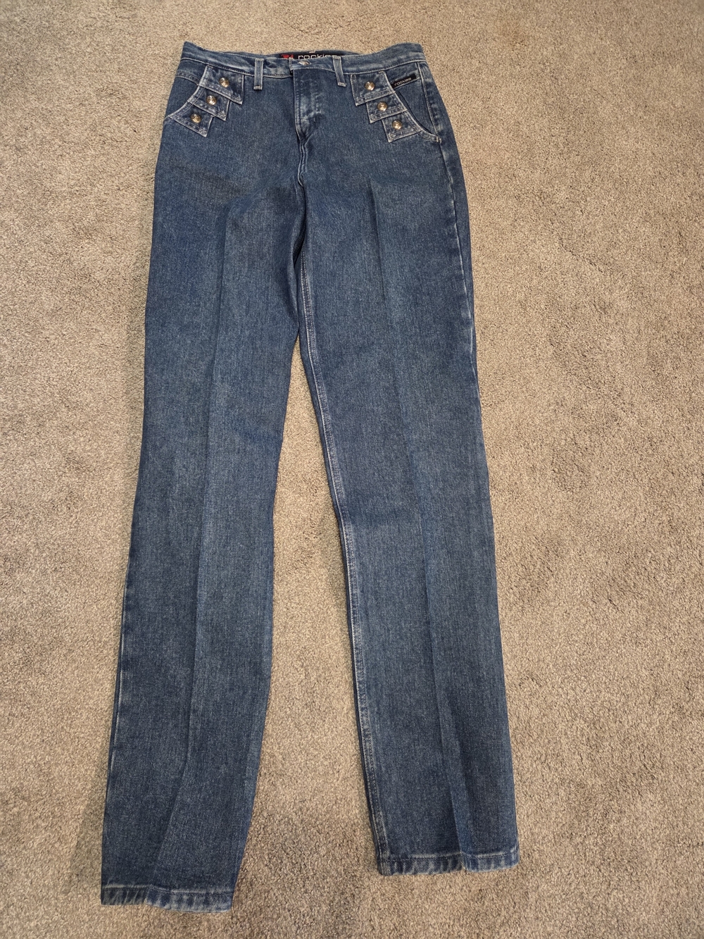 Vintage Rockies Dark Blue High-Rise Straight Leg Jeans Extra Long